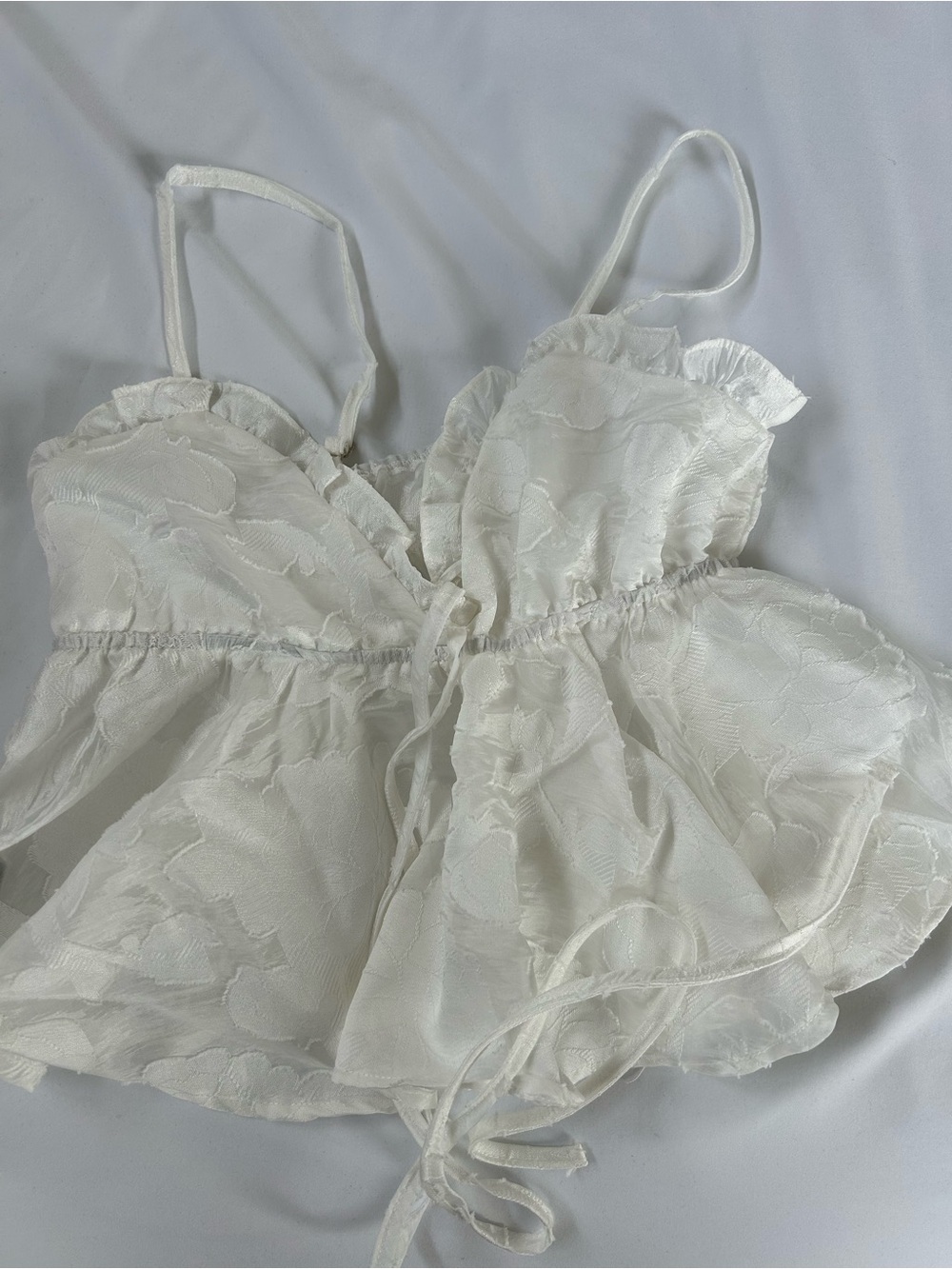 Cider White Lace Floral Babydoll Top